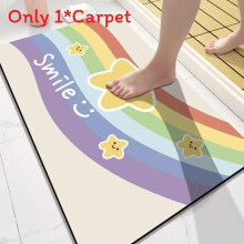 (Smile Star,60x90cm)Smiling Face Diatom Mud Doormat With Washable Polyester For Bathroom Hallway And