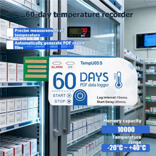 5Pcs TempU05S USB Temperature Data Logger 60 Day Single Use Temperature Analyzer PDF Report USB Temperature Logger 2
