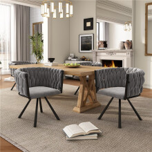 (Gray, Velvet) 4-Pack Gray Velvet Swivel Dining Chairs