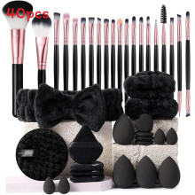 (Black)Makeup Brush Set 40 Piece With Artificial Fiber Handles For Daily Use Gift And