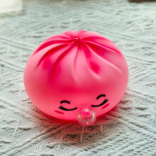 (Pink) Baozi Squeeze Simulation Fidget Toy Blowing Bubbles Squishy Stress Relief Toys For Decompression Kids