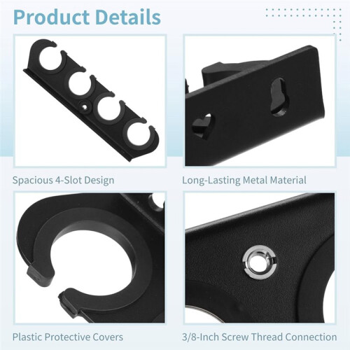 4-Slot Microphone Holder, Wall Rack and Stand Bracket Organizer for Wired and Wireless Mics, with 3/8 Thread 1
