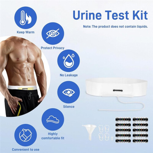 Urine Test Complete Kit-2 to 4 Oz Concealed Sample Bag with Adjustable Belt,Temperature Strips & Funnel,Storage System 1