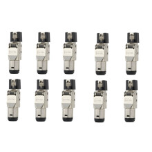 10 Stück RJ45 Cat6A-Stecker, Geschirmt, Werkzeuglos, Modular, 2000 MHz, 40 Gbit/S LAN-Kabel für 22 AWG-24 AWG