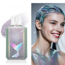 (Silver)Body Shine Gel mit Meerjungfrauenschuppen holografischem Finish für Gesichts-Make-up und festliche Looks