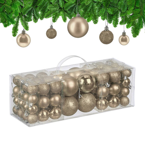 Ensemble de boules de Noël, 76 pièces - Mat, brillant, pailleté 1