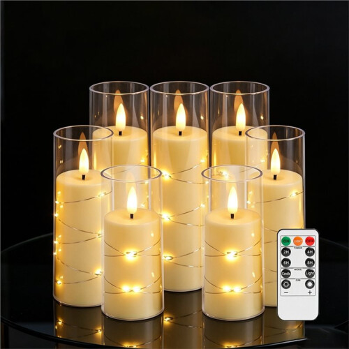 Candele Elettroniche A LED con Telecomando e Timer, Set Completo per Natale, Matrimoni e Compleanni. 1