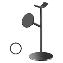 2-in-1 Magnetic Mount Headphone Stand - Curved Headset Holder for Desk Organization and Display