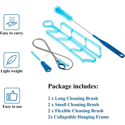 2Set Hydration Bladder Cleaning Kit with 3 Brushes & Drying Frame for Water Reservoir Backpack Hose Camping 2