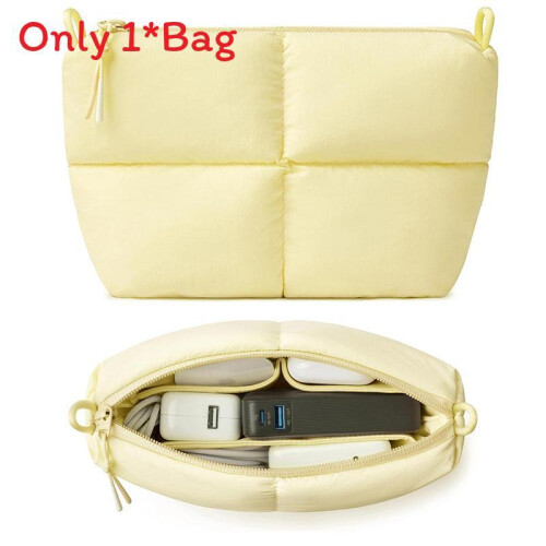 (Yellow) Solid Color Elegant Multifunctional Travel Storage Bag Quilted Construction With