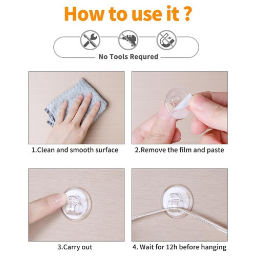 100 Clear  Light Clips with Adhesive Strips for Easy Installation and Decor (No Drilling Required) 2