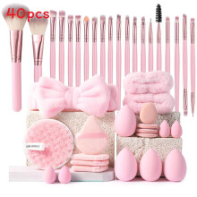 (Pink)Make-up Pinsel Set 40 Stück mit Kunstfasergriffen für den täglichen Gebrauch Geschenk und
