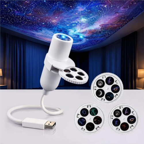 Night Light Projector, 5D Holographic Dynamic HD Projector Plug and  360 Adjustable Star Projector for Bedroom