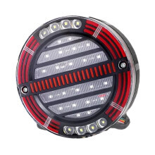 Round LED Tail Brake Light Sequential Turn Signal for Trucks, Trailers, , RVs - 12-24V Amber/Red/White