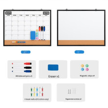 Månadskalender Whiteboardtavla 16x12 Tum, Dubbelsidig Whiteboardtavla och Anslagstavla-Kombination