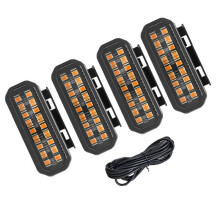 Kit de Luzes de Sinalização de Grade com 18 LEDs - Divisor de 4 Vias, Lentes Fumê e Luzes Âmbar para Caminhonetes e Veículos Off-Road de 12V