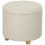 (Cream, Polyester) 31.8L Teddy Fleece Storage Ottoman - Cream White 1