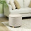 (Cream, Polyester) 31.8L Teddy Fleece Storage Ottoman - Cream White 2