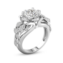 (9) Fashion Color Silver Crystal Flower Wedding Rings For Engagement Jewelry Women