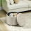 (Cream, Polyester) 31.8L Teddy Fleece Storage Ottoman - Cream White 6
