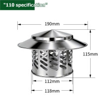 Umbrella-Shaped Roof Ventilation and Rainproof Cover, Kitchen Chimney and Roof Ventilation Exhaust Pipe Cover 110mm