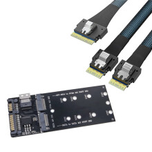 M2 NVME SSD to SFF-8654 Converter 22Pin to M2 Expansion Card with SFF-8654 to Dual 4i Data Cable
