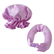 (Purple)No Heat Silk Hair Curlers Set Heatless Curling Rod Headband Hair Styling Tools