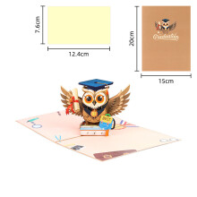 Abschluss 3D Pop-up Grußkarte Weise Eule mit Abschlussmütze Glückwunsch Geschenk Schüler für