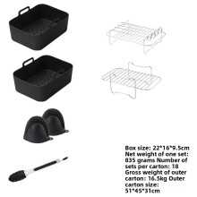 (7 Piece Set)Ninja Af400uk Friteuse à Air Silicone Panier Intérieur Et Accessoires Set avec Papier Et Pinces Alimentaires Pour Utilisation