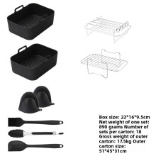 (9 Piece Set)Ninja Af400uk Air Fryer Silicone Inner Basket And Accessories Set With Paper And Food Clips For Home Use