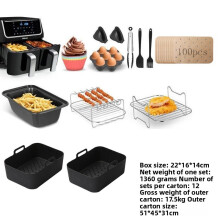 (13 Piece Set B)Ninja Af400uk Luft Friteuse Silikon Innenkorb und Zubehör Set mit Papier und Lebensmittelklammern für den Heimgebrauch