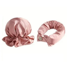 (Pink)No Heat Silk Hair Curlers Set Heatless Curling Rod Headband Hair Styling Tools