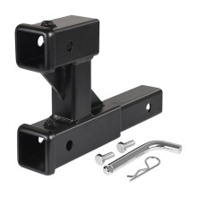Double Hitch Receiver 2 Inch Trailer Dual Hitch Extension Riser Hitch Adapter 9.84 Inch Max Length 3000KG GTW