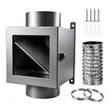 Caixa Coletora de Fiapos para Secadora de 10 cm X 100 mm - para Filtragem e Coleta de Fiapos em Sistemas de Ventilação (Acessórios Incluídos)