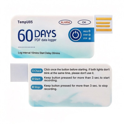5Pcs TempU05 60 Days USB Temperature Data Logger Disposable PDF Report Temperature Recorder for Cold-Chain Transport 2