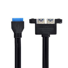 USB 3.0 Motherboard 20-Pin Header Verlängerungskabel 1 20-Pin Weiblich zu 2 USB 3.0 Weiblich Panel Port Verlängerungskabel 0,