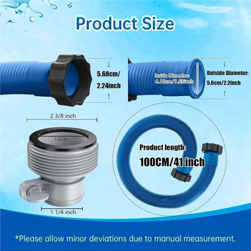 Heavy-Duty 1.5" Pool Pump Replacement Hose Kit - Thickened Threaded Pool Hose Above Ground Pool Hose Conversion Kit 2