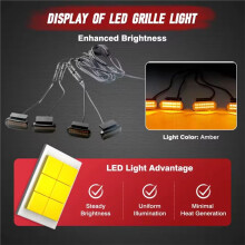 1 Set van 18 LED-Grillemarkeringslichten - 4-Weg Splitter, Getinte Lens, Amberkleurige Lichten voor 12V Pick- Trucks en Terreinwagens