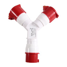 Fiche Industrielle en Y 16 A 5 Broches 2 Voies 220 V IP44 Multifonction Étanche, Connecteur Électrique Industriel de Terrain