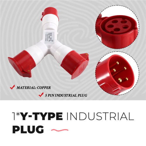Y-Type Industrial Plug 16A 5 Pin 2 Way 220V IP44 Multi-Function Waterproof Industrial Field Plug Electrical Connector 2