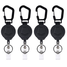 Lot de 4 Porte-Clés Rétractables Ultra-Résistants, Mousqueton avec Cordon en Acier de 80 cm, Porte-Clés Rétractable pour Voiture, 227 G