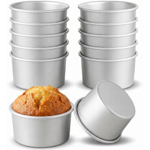 Set of 12 Small Round Baking Pans, Ø 9.7 X 7.5 cm (Top/Bottom), High-Quality Cake Pan Made of Anodized Aluminum