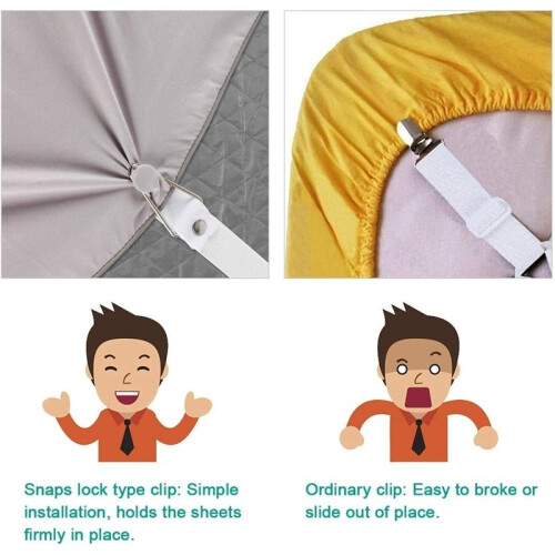1set Sheet Ties-Adjustable Sheet Clips, Sheet Holders, Elastic Clips, Suitable for Sheets, Mattress Covers 2