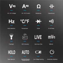 Digitales Zangenamperemeter, Strommessung (6000 Counts), Amperemeter, Spannungsmesser, Kfz-Messgerät (Ampere, Hz, Kapazität, NCV, Ohm-Test, /AC)