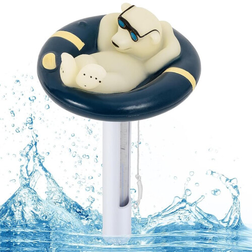 Pool Thermometer Floating Easy Read, Leisurely Polar Bear Water Thermometer for Ice Bath with String 1
