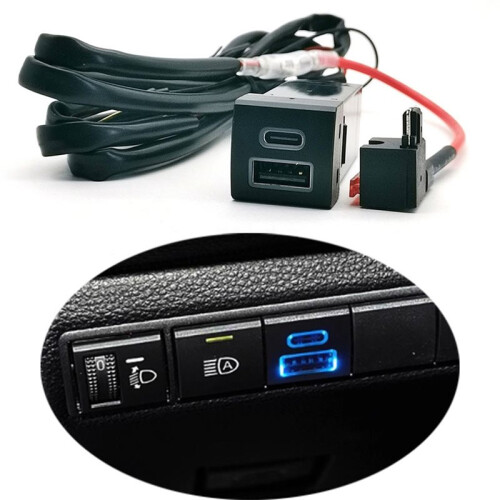 LED Square Car Charger Socket QC3.0 Type-C Fast Charge USB Adapter for   Venza 2