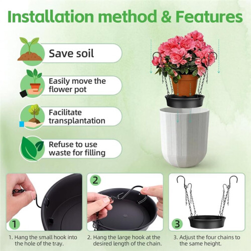 2pcs Adjustable Planter Inserts for Large Pots - Reduce Soil Filling with Sturdy PP Material for 10"-16" Planter 1