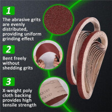 3 X 18 Inch Mixed Grit Sanding Belt 30 Pcs, 5 Each of 40/60/80/120/150/240 Grits, for KnifeMaking, Metalworking