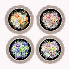 (12x12cm)Porta-copos de flores de borracha para uso doméstico sala de jantar tapetes de absorção e secagem de água