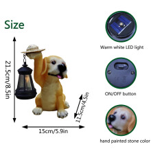 (Handheld)Luz solar Labrador com material de resina impermeável para decoração de pátio e gramado estatueta jardim